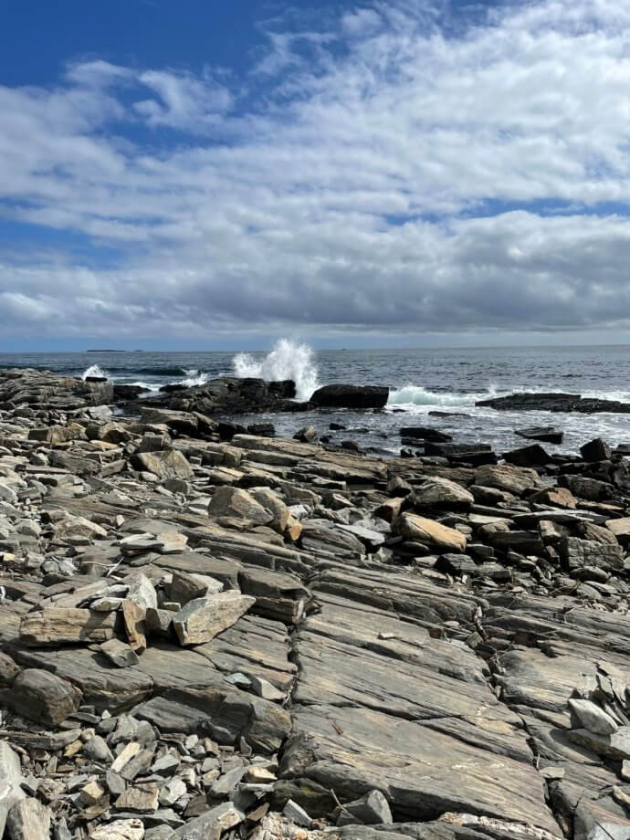 Water crashing along the rocks of the atlantic