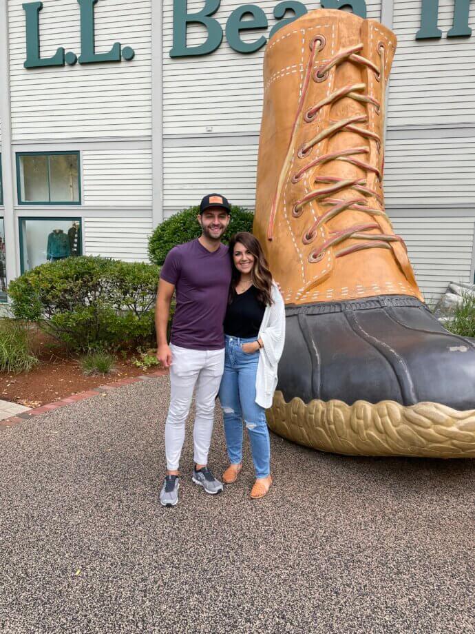 Laura and I in front of the big L.L. Bean boot