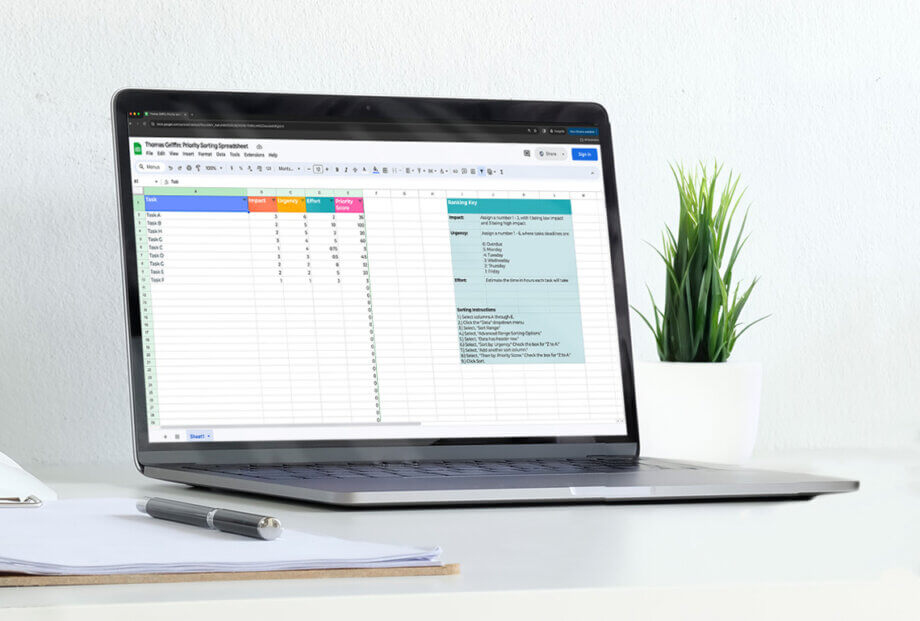 Feeling Overwhelmed at Work: Priority Sheet Mockup to Prioritize Tasks