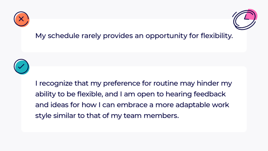 How to Write an Authentic and Thorough Self-Evaluation: Self evaluation example - being open to feedback. 